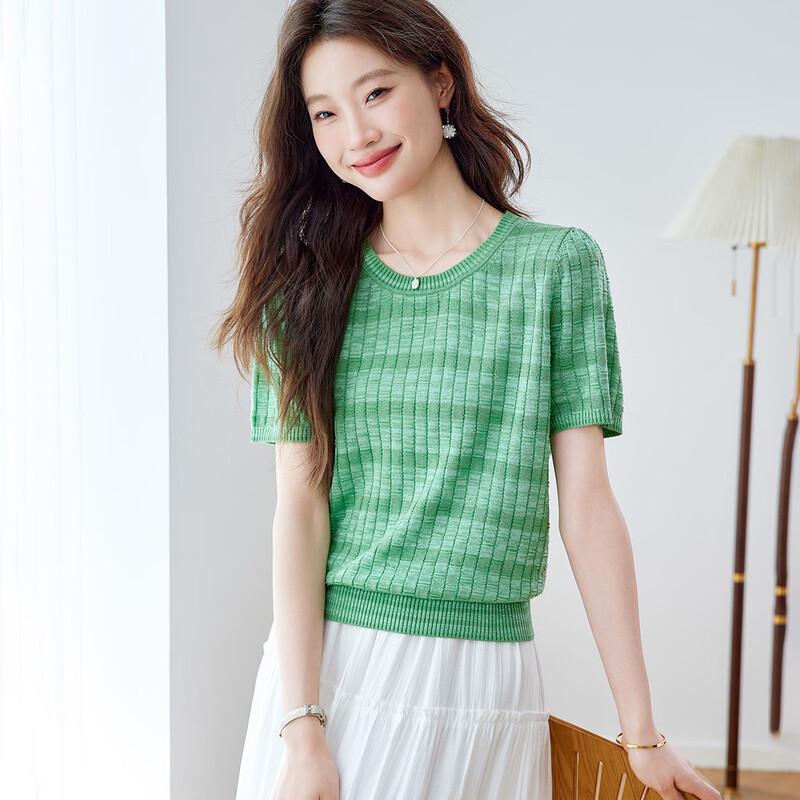 

Женская укороченная футболка Srcr из смесовой шелковой ткани с текстурной вязкой XL