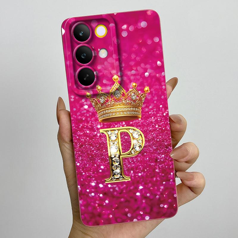 For Realme C85 Pro 2025 Crown Initial Letter Couple Phone Case RealmeC85 Pro 4G RMX5555 Soft Silicone TPU Lens Protective Casing