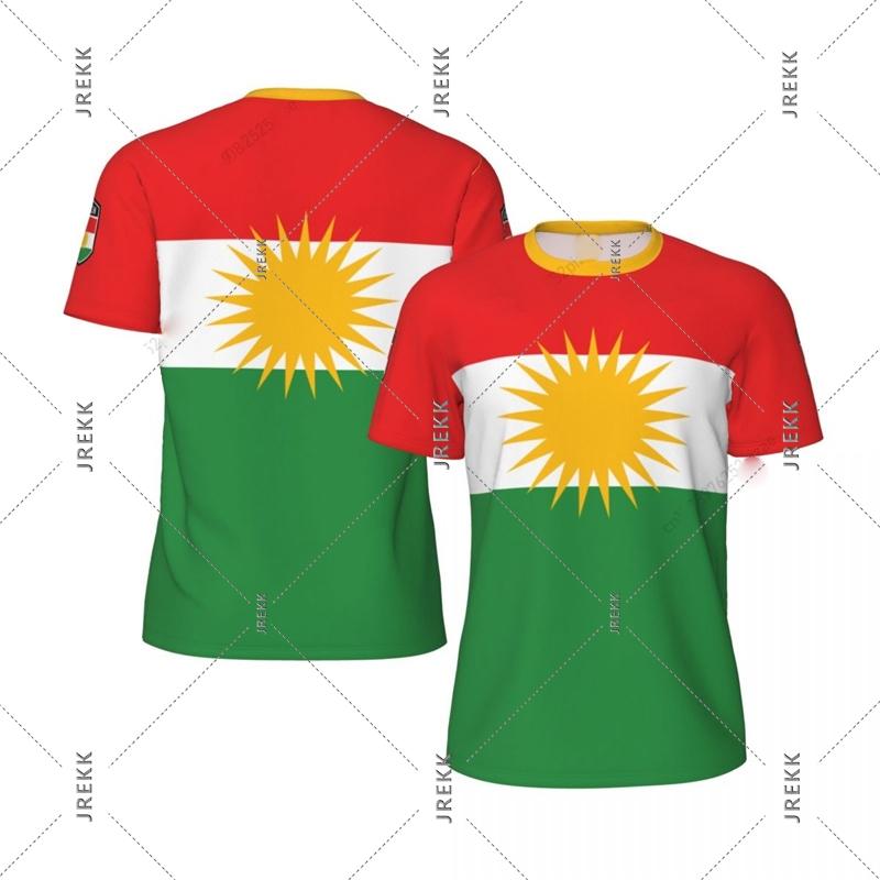 Kurdish Flag Print T-shirt for Men Football Sport Street Casual Short Sleeve O-neck T Shirts Run Summer Fashion Kurds Tee Top