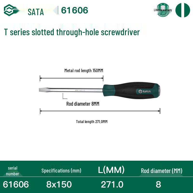 SATA High Hardness Magnetic Flat Head Screwdriver - Hammerable Industrial Tool