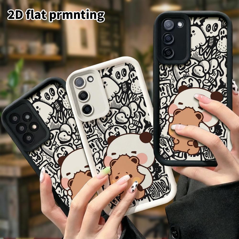 Phone Case: 2D Flat Samsung Galaxy A34 A35 M05 M06 S20 S22 S21 FE Plus 5G Protective Case, Dumpling Hugging a Brown Bear, Christmas and Halloween Gift