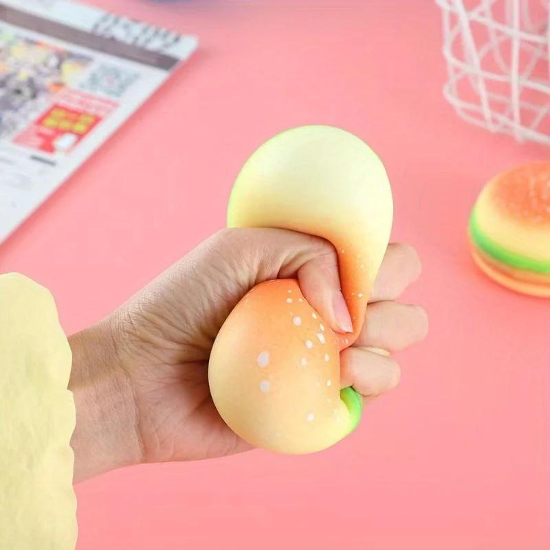 Creative Simulated Burger Squishy Toy, Slow Rebound Stress Ball, Perfect Holiday Gift for Kids Adults