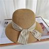 Vintage Big Eaves Hat Straw Hat Women Spring and Summer Bow Straw Bucket Hat Sunscreen Sunshade Beach Hat Sun Hat
