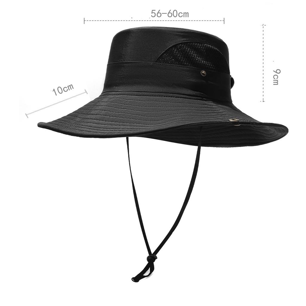 Summer Outdoor Solid Color Fisherman Hat Fishing Large Brim Sunshade Quick-Dry Hat Foldable Mountaineering Hiking Sun Protection