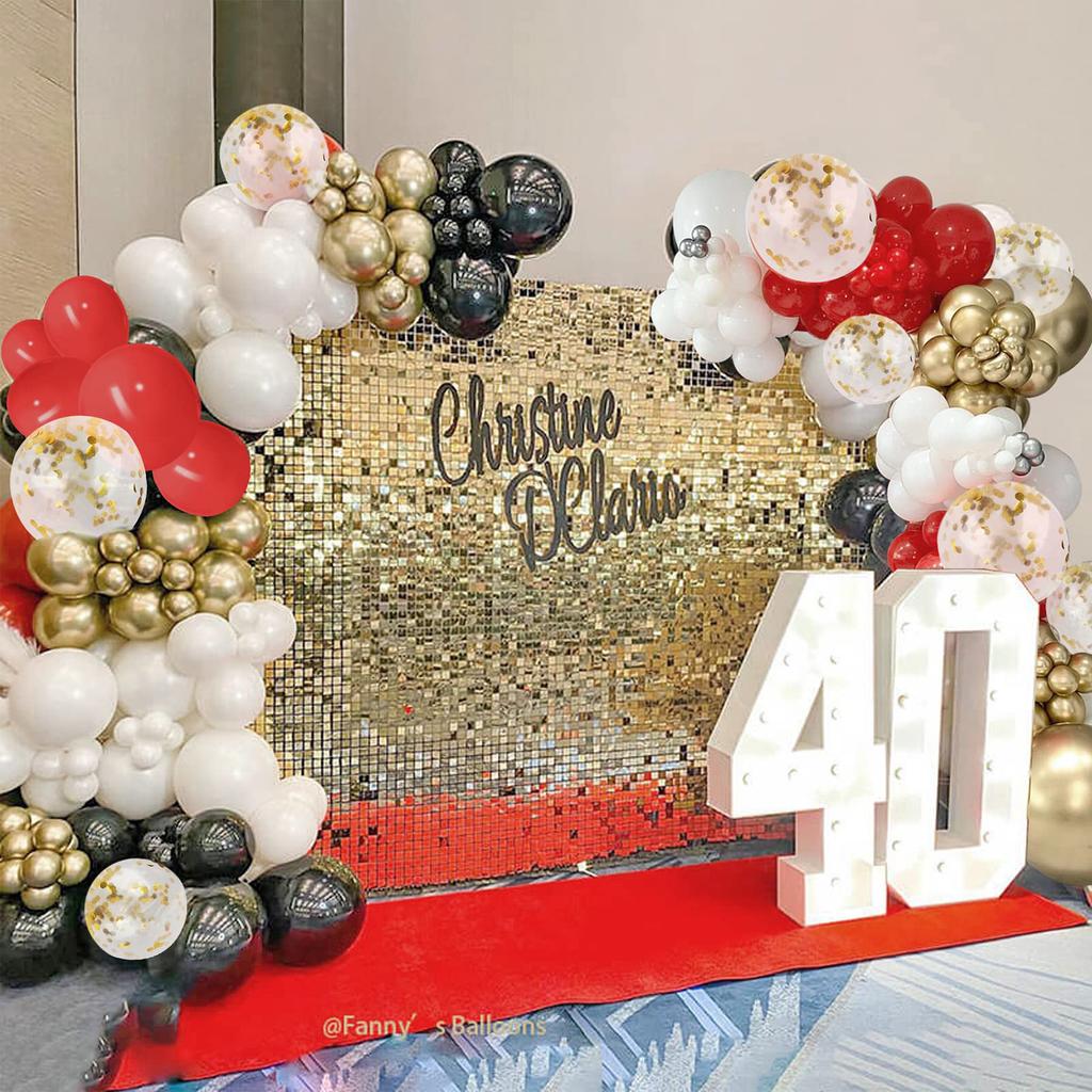 101Pcs Red and Gold Latex Garland Balloons for Wedding, Birthday, Pop Party, Bridal Shower, Graduation Decoration Balloons