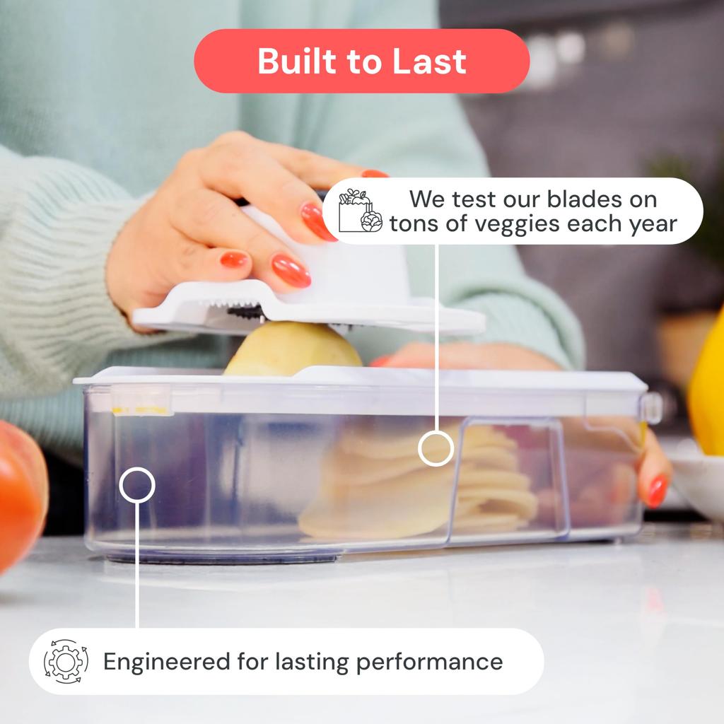 Fullstar Kitchen Mandoline Slicer Vegetable Vegetable Fruit Slicer and Cutter with Kitchen Gadgets Home Essentials - Chopper, Onion, Potato, Food,