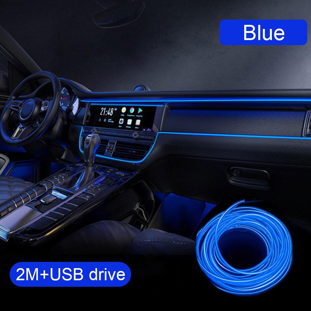 LED Car Light Lamp Flexible Auto Interior Decorative Atmosphere Wire Strip Cold LED Light