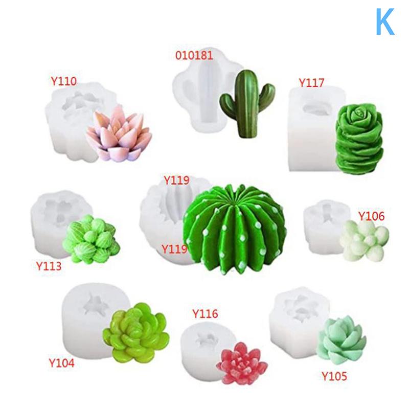 Diy Succulent Silicone Candle Molds 3D Cactus Flower Plants Casting Mould For Diy Candle Fondant Soap Epoxy Resin Crafts