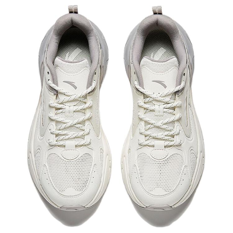 Anta Pulse Comfortable Versatile Shock Absorbing Wear Resistant Low Top Casual Shoes Women Casual Shoes White Gray 122528856-3