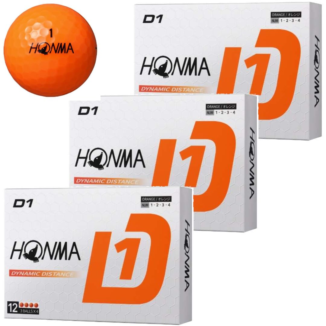 Honma Golf D1 Golf 2024 Model 3 Dozen Distance [Bulk Purchase] Balls, BT2401, (36 Balls), оранжевый