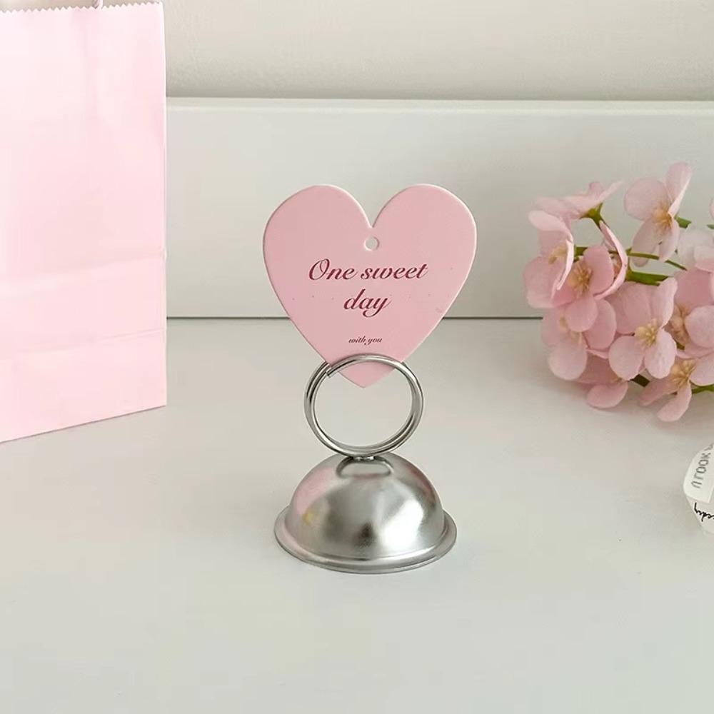 3pcs Stable Base Metal Memo Clips Silver Table Card Stand Name Card Holder Office Accessories