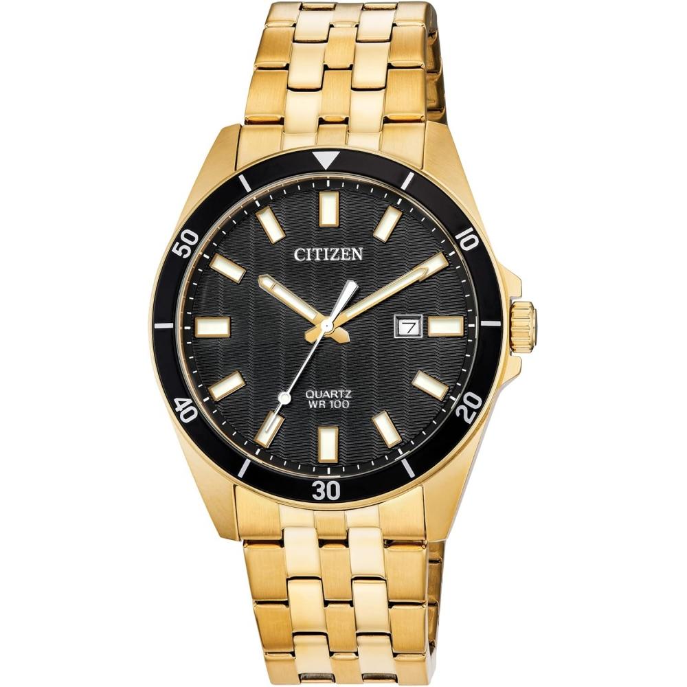 

No Citizen Watch Company Citizen Quartz Mens Watch Stainless Steel Classic Gold Bracelet Black Dial Quartz wrist watch Gold bracelet black dial