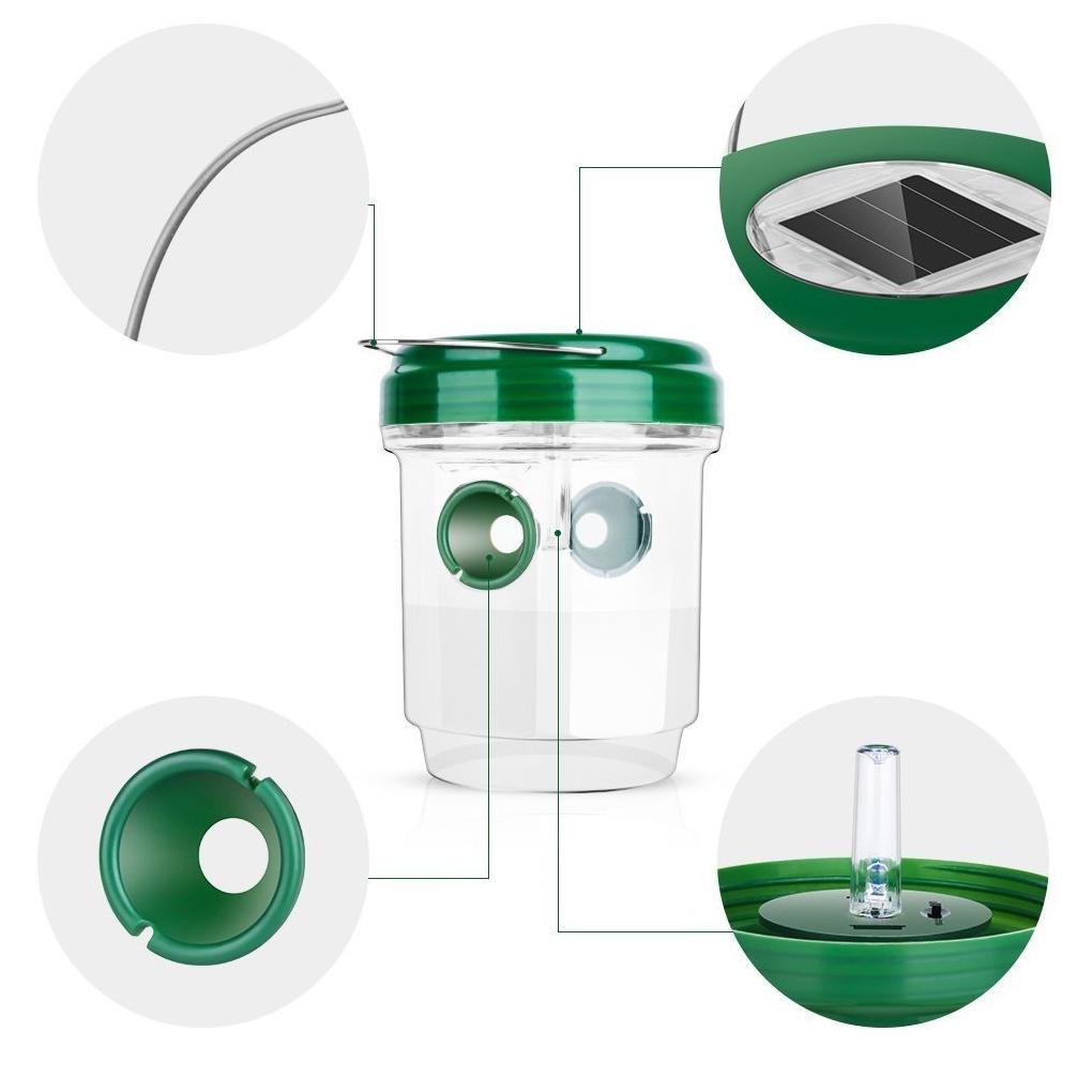 2PCS/SET Solar Wasp Trap Outdoor Hanging,Wasp Cather Hanging with Light for Yellow Jackets,Hornets,Bee,Wasp Traps