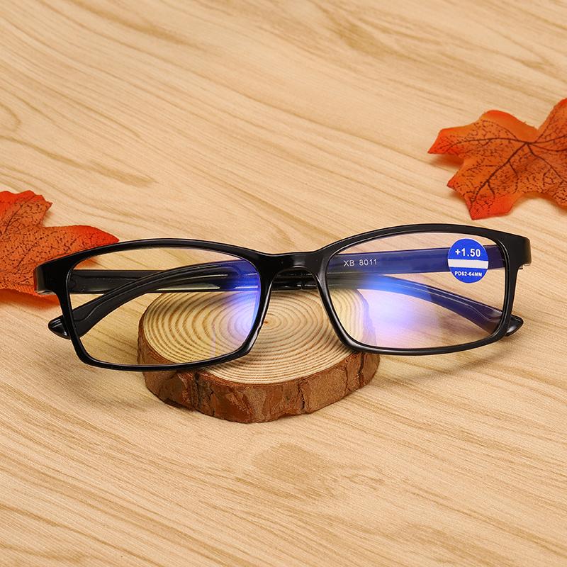 XB8011 1pc True TR Material Squared Frame Blue Light Blocking Presbyopia Unisex Corrective Eyeglasses Reading Glasses