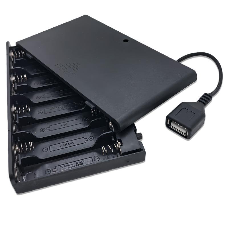 1Pcs USB Mini Power Supply Battery Box 8 X AA With Cover And Switch For 12V LED Strip Lights - USB Battery Box