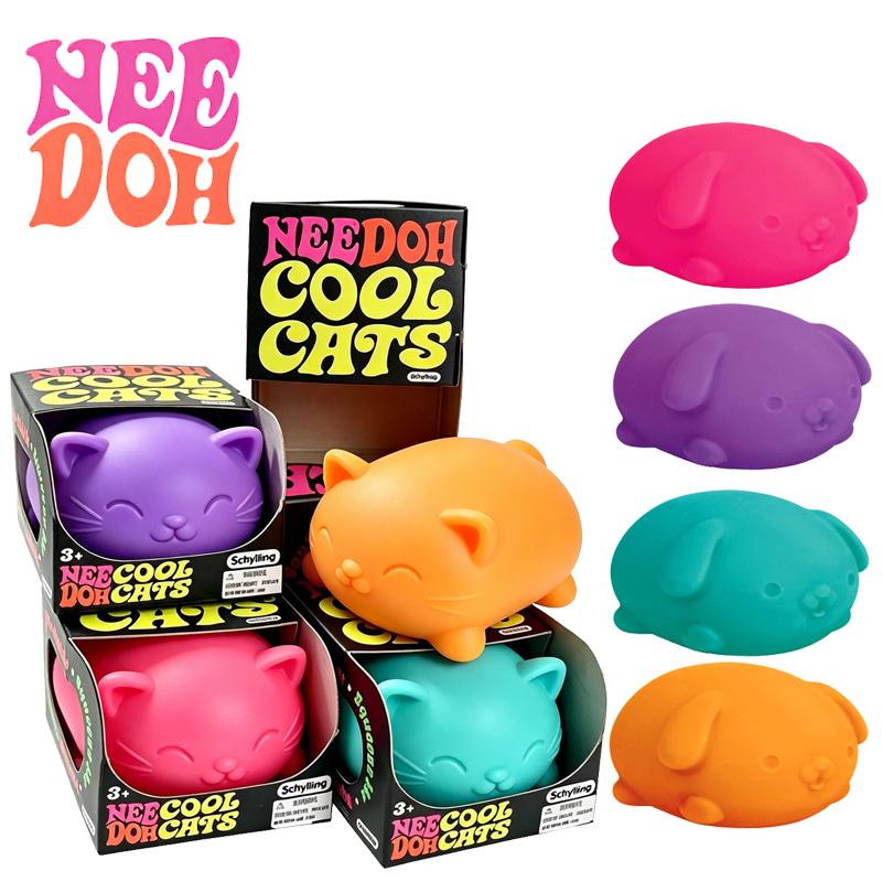 Needoh Cool Cats Funky Pup Squeeze Toy Soft Flour Filled Quick Rebound Animal-shaped Decompress Fingertip Calming Fidget Toy