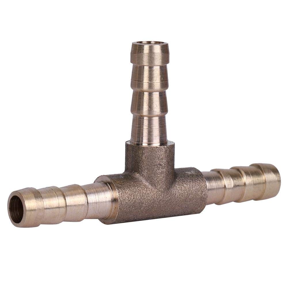 T Connector Fuel Brass Fuel Hose Joiner 3 Way Hose Joiner for Compressed Air Gas Pipe Fitting (6mm)