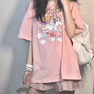 High Street niedliche Cartoon-Aufdrucke kurzärmelige T-Shirts für junge Mädchen Sommer Freizeit Oversized T-Shirt Harajuku Streetwear T-Shirt Y2K Tops
