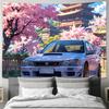 MustHave for Cherry Blossom Season Stylish Blue Car Decorative Tapestry