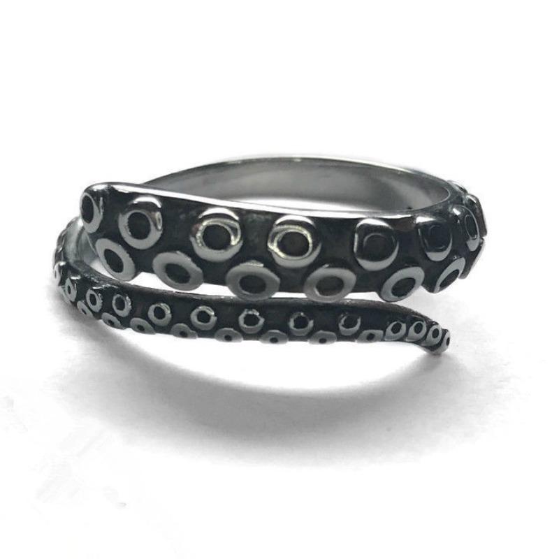 Meier Men's Octopus Ring - Adjustable Open Design, Trendy & Punk-inspired Squid Ring