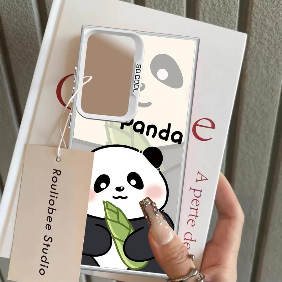 Case for Samsung Galaxy S25 S25Edge S21 S20 Plus S24 FE S23 Ultra S22 S23 Note 20 Ultra Phone Cover Cute Cartoon Panda