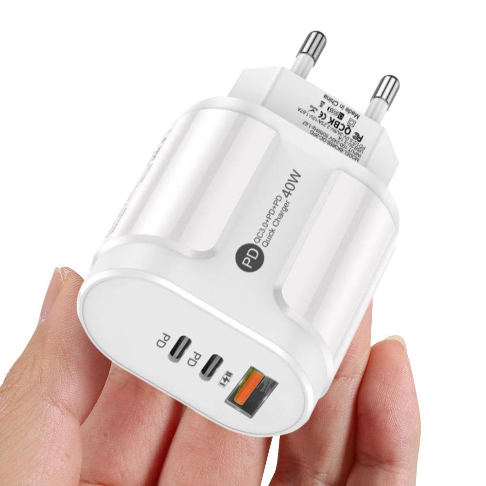 PD33W GaN QC3.0 Multi-Port EU Charger 9V/12V Fast Charging Adapter