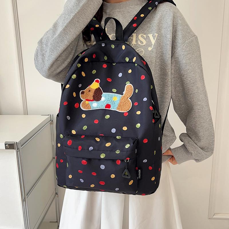 Cute Dachshund Polka Dot Backpack Large-Capacity Casual Student Schoolbag Delicate Personality Trendy Travel Bag Gifts