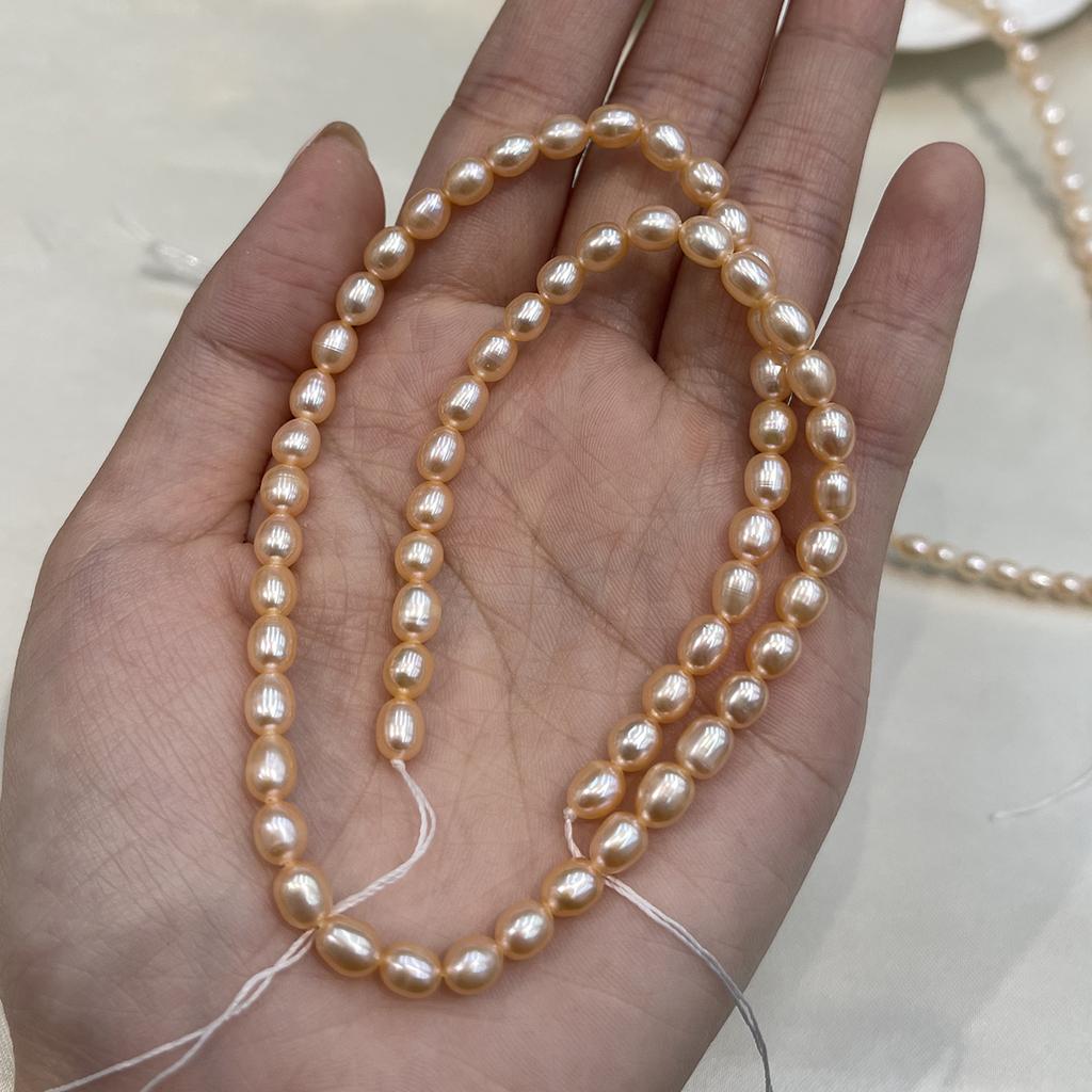 1 String AAA Grade Pink Freshwater Rice Pearl Beads 3-9mm, 36cm Strand, Premium Natural Pearl Beading Supplies, Loose Beads for DIY Handmade Jewelry