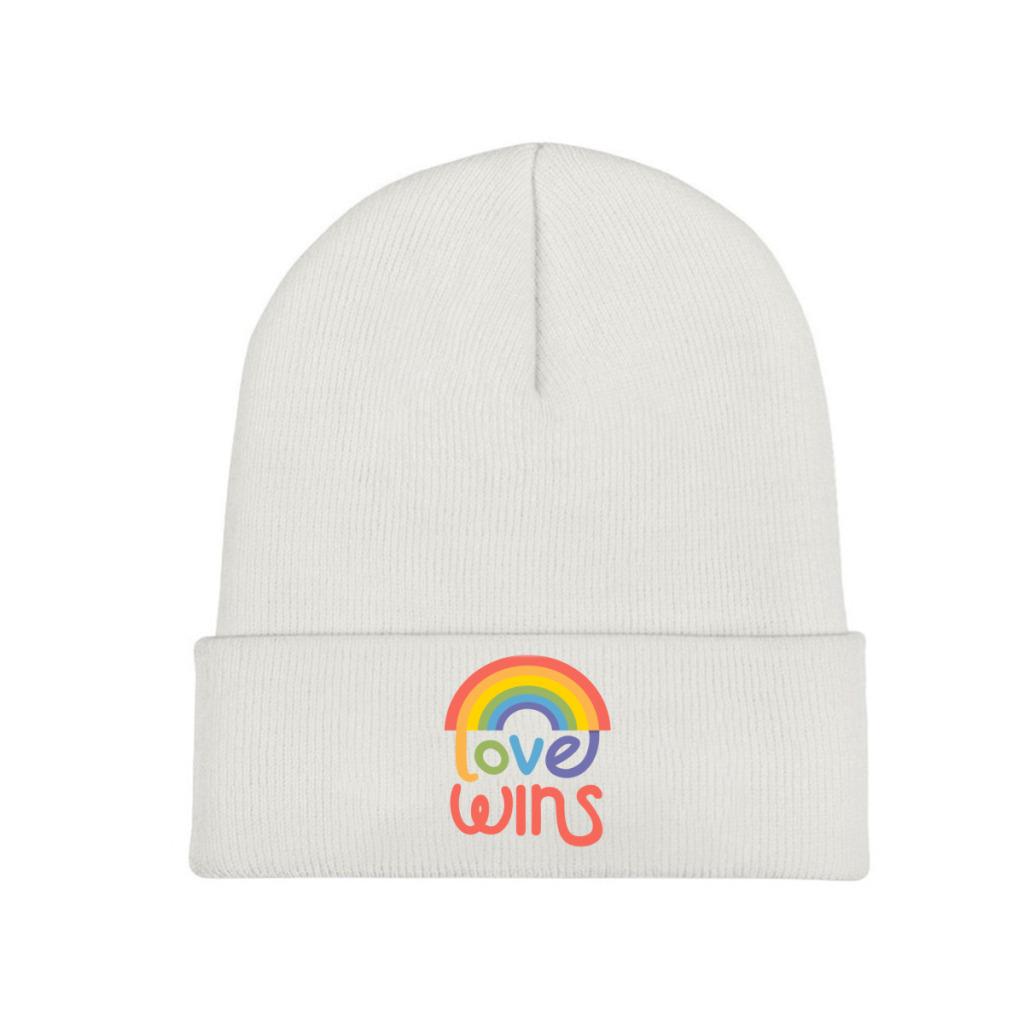 Love Wins LGBT Gay Rights Knitted Hat Women's Unisex's Beanies Autumn Winter Hats Polyester Rainbow Gay Pride Casual Melon Cap