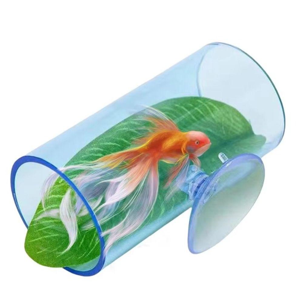 Transparent Aquarium Betta Fish Tunnel With Leaves Pad Betta Fish Tank Decorations