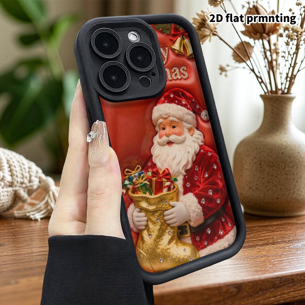 Phone Case: 2D Flat Design Suitable for iPhone 18 17 16 15 14 13 Pro Stepped Protective Case, Embossed 3D Style, Christmas and Halloween Holiday Gift