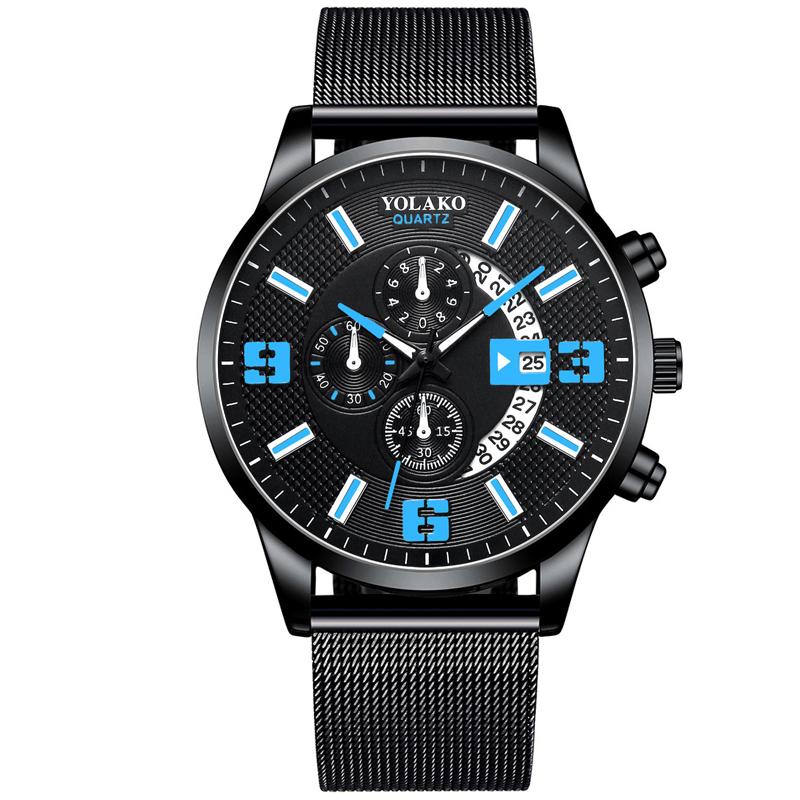 Watches Mens Fashion Calendar Watch Men Business Stainless Steel Mesh Belt Quartz Wrist Watch Male Clock Relogio Masculino
