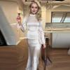2024 Autumn Women's Solid Color Top & A-Line Skirt Set