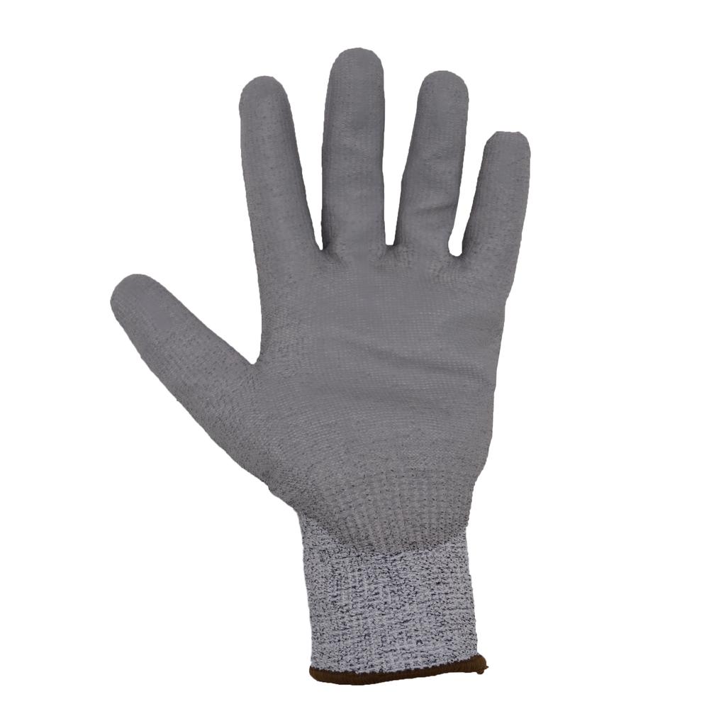 PRI HPPE Anti Cut PU Coated Abrasive Resistance Touch Screen Finger Level 5 Cut Resistant Working Safety Gloves