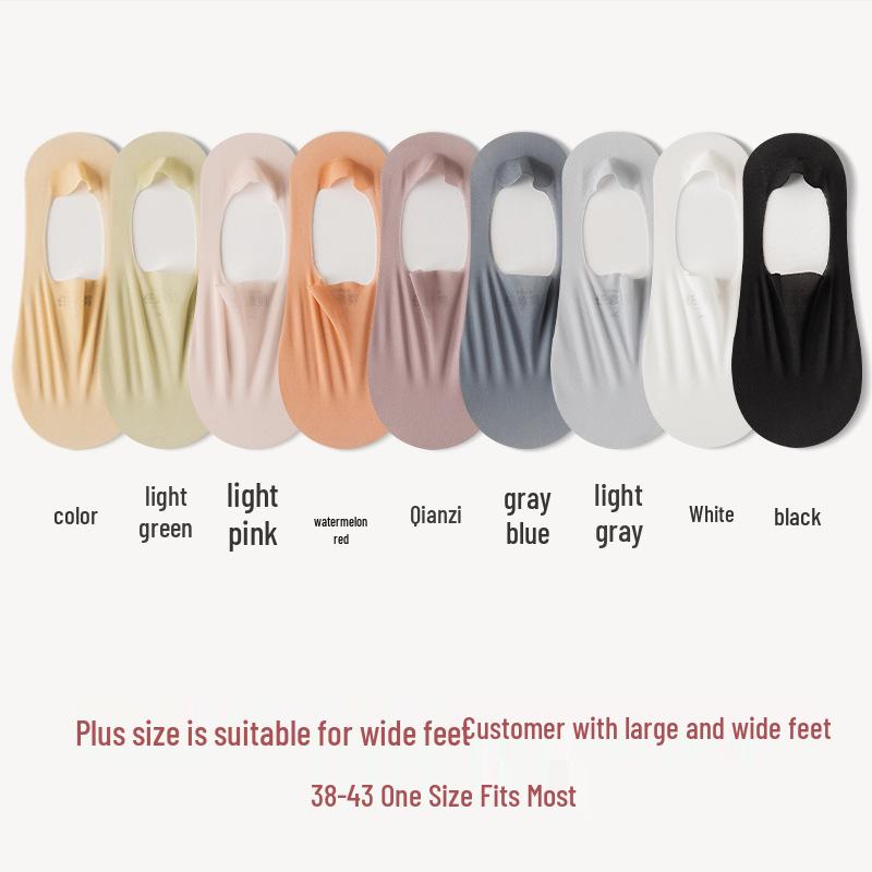 

Women s Ultra-Thin Non-Slip Boat Socks - Size 39-43, Low-Cut, Invisible, Plus Size, Summer Wear 39-43 Large Size фиолетовый