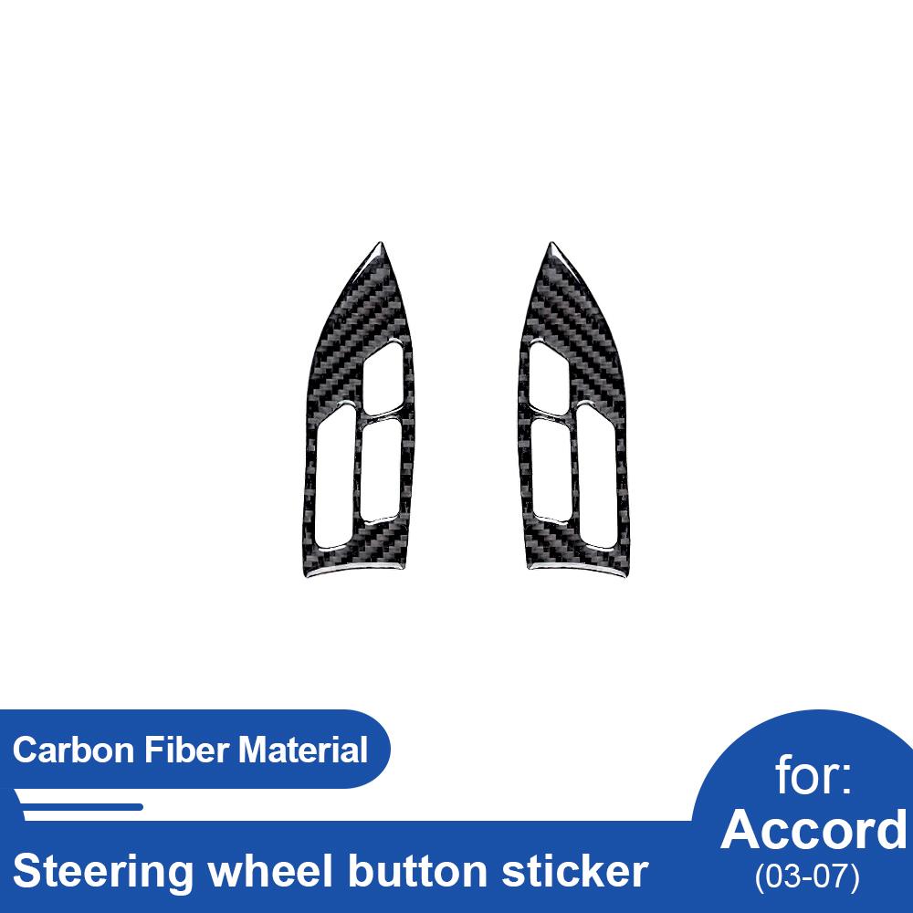 Real Carbon Fiber Steering Wheel Button Trim Fit for Honda Accord 2003-2007 Inner Decal Cover 3D Sticker Auto Accessories