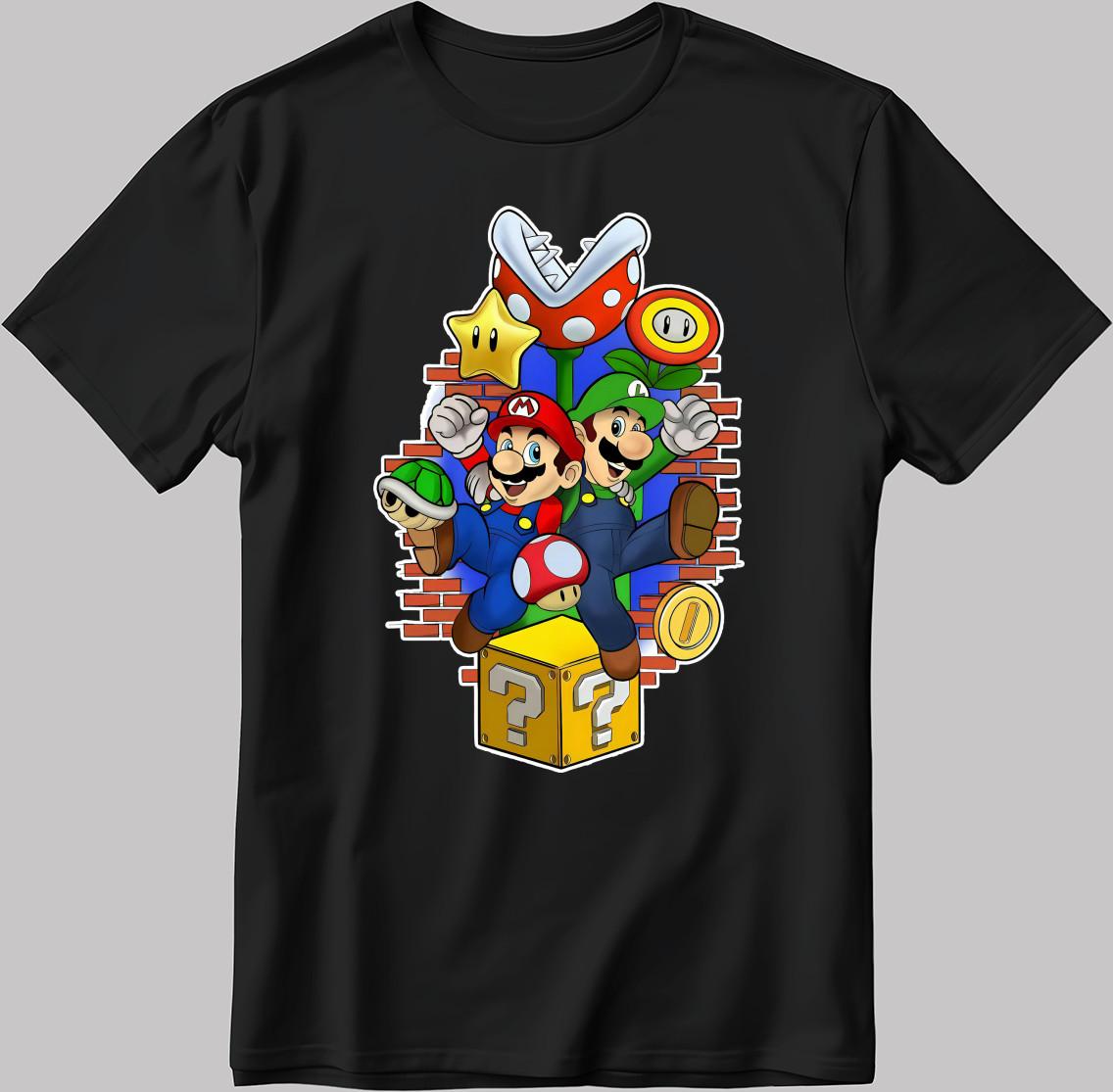 Super Mario and luigi White-Black Men/Women T Shirt AB221 S