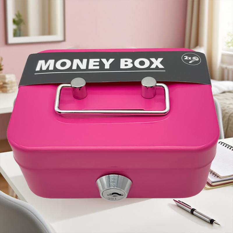 Portable Piggy Box Made Of Metal Small Security Lock Box Sturdy Coin Boxes Money Safe Box Lockable Cash Box With Key For Kids