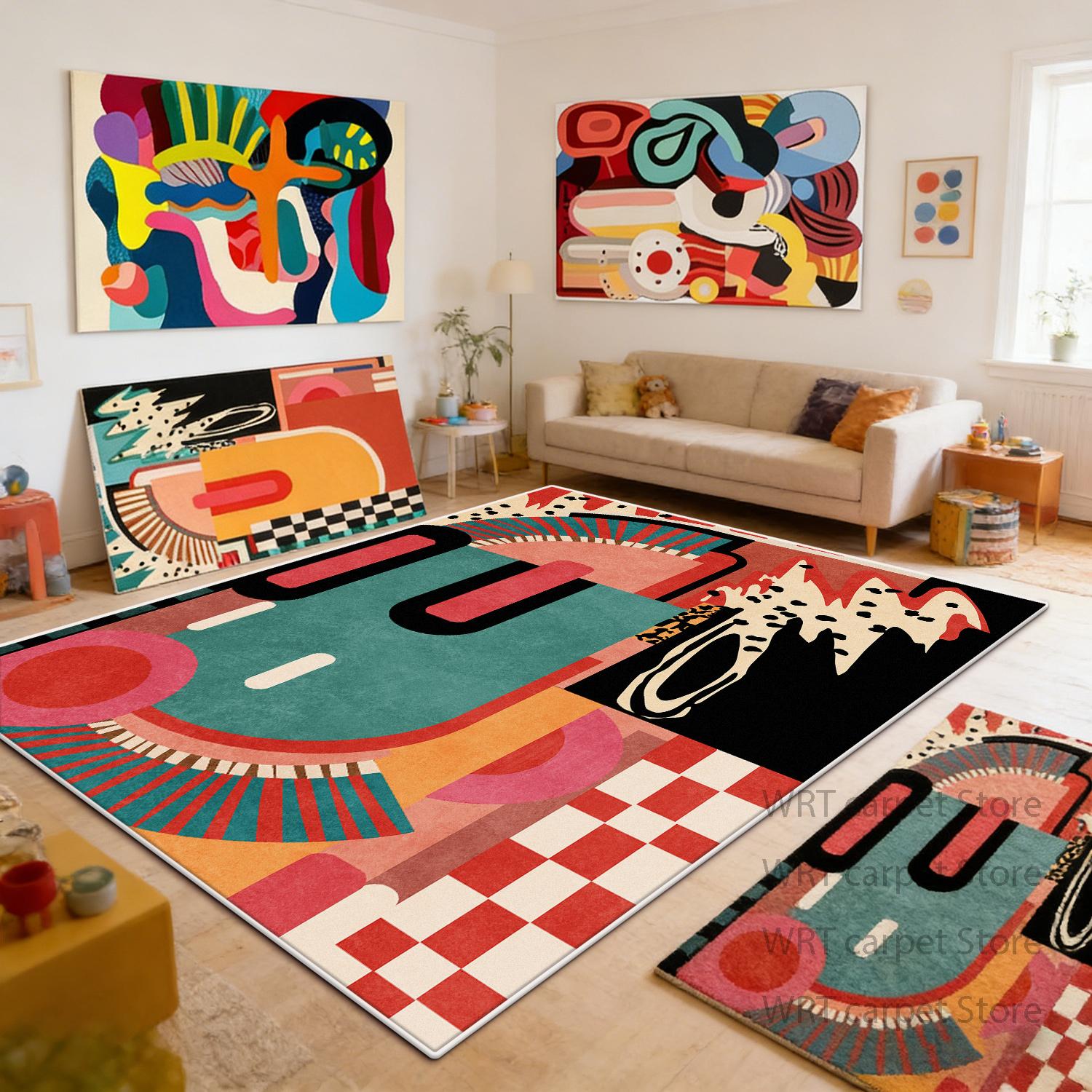 Abstract Art Style Living Room Carpet
