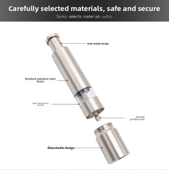 Stainless Steel Manual Spice Grinder With Press Action For Cooking And Kitchen Use