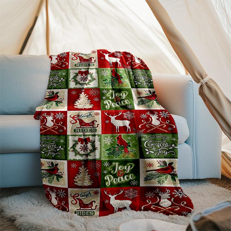 Christmas Theme Printed Blanket - Perfect for Couch, Bed, Travel & Outdoor Use | Machine Washable, Cozy & Durable.