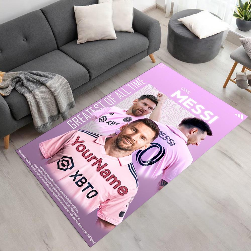 Messi Customizable Name Area Rug Suitable for Bedrooms Kitchen Decorate Room Living Rooms Anti-slip Rug Decorate Offices Spiritual Gift
