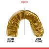 Ochraniacz na zęby OPRO Mouthguard Gold Ustnik do boksu i sportów walki Doskonałe dopasowanie dzięki unikalnemu systemowi dopasowania opracowanemu przez Dental Lab Official