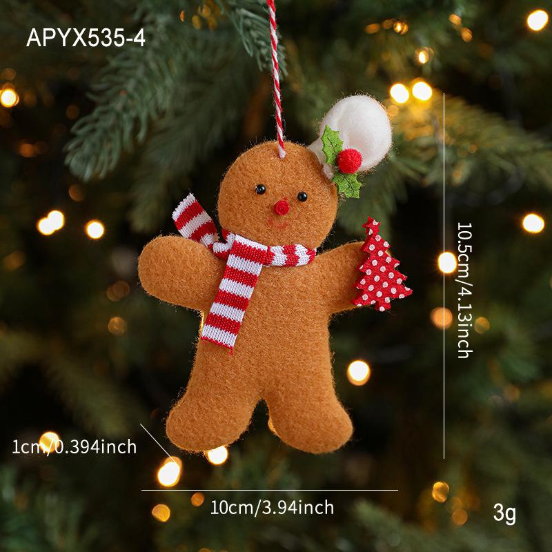 1/3/6Pcs Christmas Fuzzy Gingerbread Man Doll Xmas Tree Pendants  Year Kids Gift Hanging Ornaments Christmas Decorations For