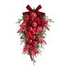 Winter Xmas Decorative Door Wreath Realistic Teardrop Swag for Entryway Home Wall Decoration