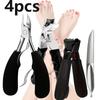 4pcs Professional Toenail Clipper Set - Stainless Steel, Wide Jaw, Splash-Proof & Easy To Clean - Perfect for Thick Nails