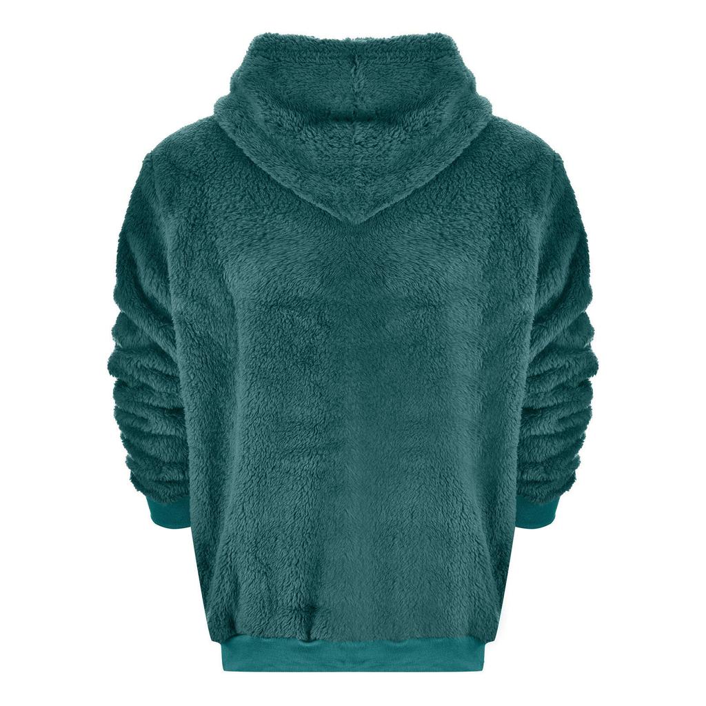 Men's Autumn Plush Hoodies Big and Tall Solid Color Sweatshirts Fuzzy Fleece Letter Label Comfty Casual Sweatshirt for Men