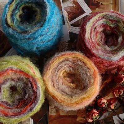 50g/rolka Priadzová priadza s prechodom farieb Farba olejomaľby Vlnená priadza Stredne hrubá Hrubá Nadýchaná priadza DIY Ručne pletená Háčkovaná šatka Sveter