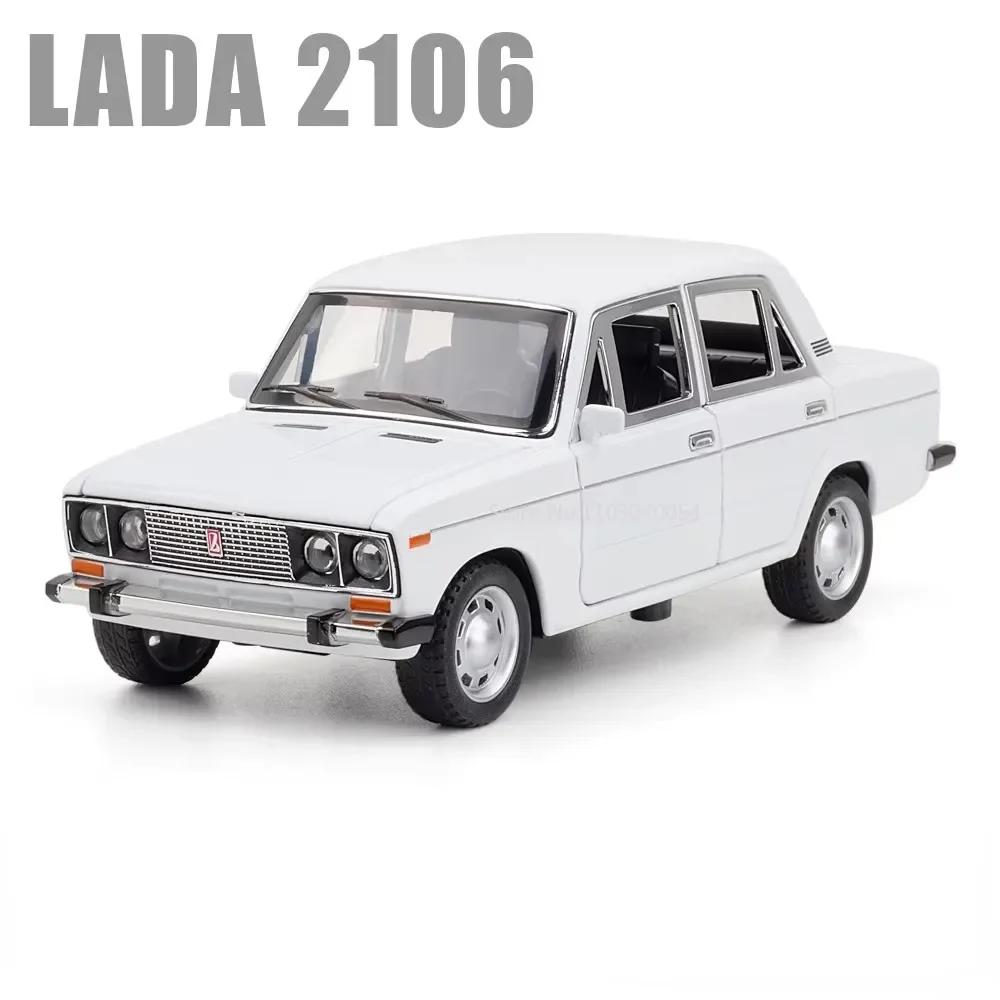 1:24 LADA 2106 M3 Model Toys Diecast Alloy Car 6 Doors Opened Sound Light Pull Back Rubber Tires Miniature Vehices Collect Gifts