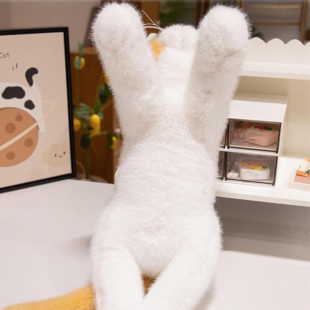 Schwarz-Weiß Katze Plüschtier mit einer schwarz-weißen getigerten Katze Lebensecht Flauschiger Katzenkörper Realistisch Niedlich Weich Kuschel Geburtstag 47cm Design, Kissen,